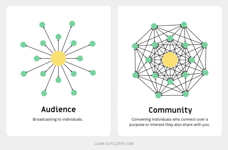 Graphic showing the difference between Audience and Community