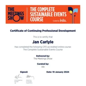 Sustainability in Events training certificate - ISLA
